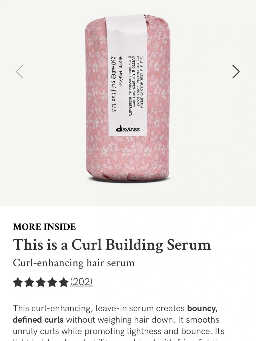 Davines “more inside” curl building serum
